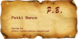 Petki Bence névjegykártya